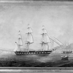 THE RANGER, 1777. Painting of the Ranger, sloop-of-war in the Continental Navy