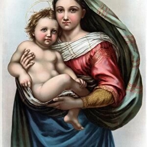 RAPHAEL: MADONNA. Raphaels Madonna. Lithograph produced by soap company B. T