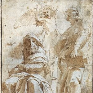 RAPHAEL: STUDY, c1510. Study by Raphael for a fresco of the prophets Hosea and Jonah