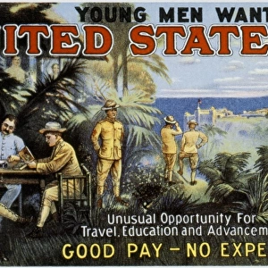 US RECRUITING, 1900. Spanish-American War era U. S. Army recruiting poster, c1900