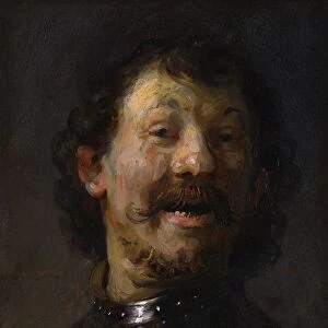 REMBRANDT: LAUGHING MAN. The Laughing Man. Oil on copper by Rembrandt van Rijn
