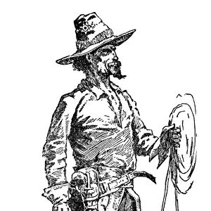 REMINGTON: COWBOY, 1887. An Arizona Cowboy. Drawing, 1887, by Frederic Remington