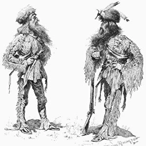 REMINGTON: FRONTIERSMEN. I took ye for an Injin. Drawing, 1890, by Frederic Remington