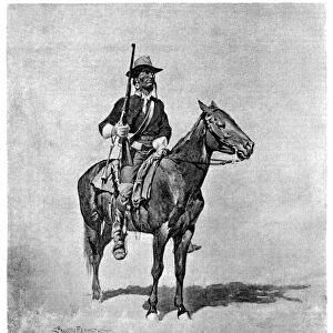 REMINGTON: SCOUT, 1890. Indian Soldier in the Crow Scout Corps. Painting by Frederic Remington