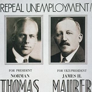 Repeal Unemployment!: Norman Thomas and James H. Maurer as the Socialist party candidates for president and vice president on a 1932 campaign poster