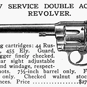 REVOLVER, 19th CENTURY. Colt New Service Double Action Target Revolver. Line engraving, late 19th century