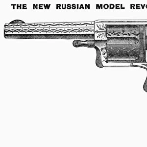 REVOLVER AD, 1878. American advertisement for a revolver, 1878