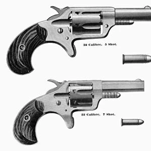 REVOLVERS, 19th CENTURY. 5-shot and 7-shot revolvers. Line engraving, American, 1870s or 1880s