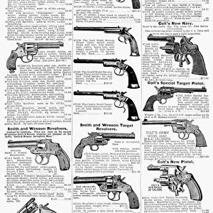 REVOLVERS AND PISTOLS, 1895. Page from a Montgomery Ward catalogue, 1895
