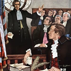 BILL OF RIGHTS, 1959. Courtroom scene stressing the importance of the Bill of Rights