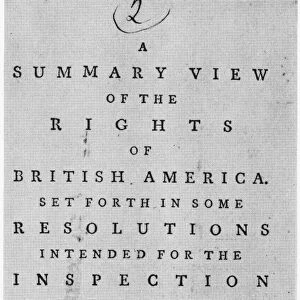 RIGHTS OF BRITISH AMERICA. Cover of Thomas Jeffersons A Summary View of the Rights