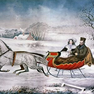 THE ROAD-WINTER, 1853. Lithograph, 1853 by Nathaniel Currier