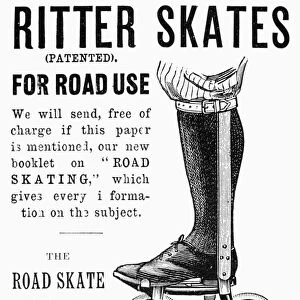 ROLLER SKATE, 1897. English newspaper advertisement for Ritter roller skates, 1897