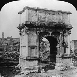 ROME: ARCH OF TITUS, 1902. The triumphal Arch of Titus, with the Forum and Capital