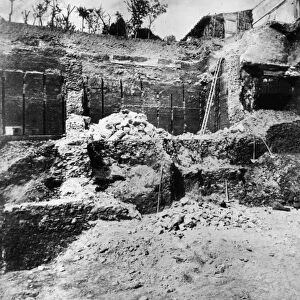 ROME: EXCAVATION, 1885. A view of an excavation site on the Quirinal Hill in Rome