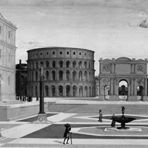 ROME: PERSPECTIVE. Architectural perspective of Rome, featuring intact monuments