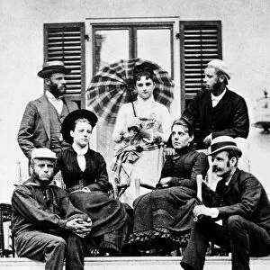 ROOSEVELT FAMILY, 1878. The young Theodore Roosevelt with his siblings and friends. Top row, from left: John, Nannie, and brother Elliott (father of Eleanor Roosevelt). Second row: sisters Corinne and Anna. Bottom: Theodore and Isaac Iselin