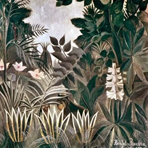 ROUSSEAU: JUNGLE, 1909. The Equatorial Jungle. Canvas by Henri Rousseau, 1909