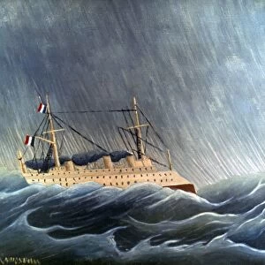 ROUSSEAU: SHIP / STORM. Ship in a Storm. Oil on canvas by Henri Rousseau, c1896