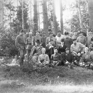 RUSSIAN HUNTING PARTY, 1894. Family and friends of Czar Alexander III on a hunting