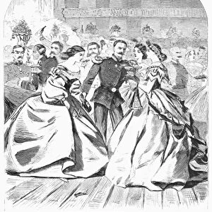 RUSSIAN VISIT, 1863. A Russian officer at the ball given during the Russian Fleets visit to New York in 1863, during the American Civil War. Wood engraving from a contemporary American newspaper