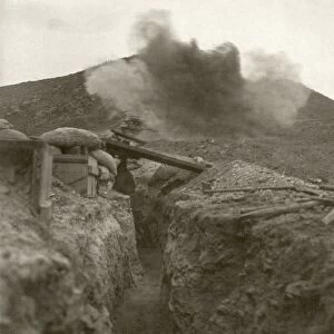 RUSSO-JAPANESE WAR, c1905. Bursting Japanese shell, seen from a Russian trench near Wolf Battery