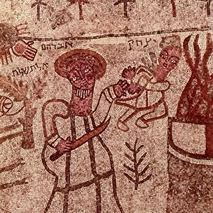 SACRIFICE OF ISaC. Mosaic from the pavement of Beth-Alpha synagogue, Hefzibah, Israel