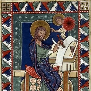 SAINT MATTHEW. Illumination from an Austrian Gospel, mid-13th century