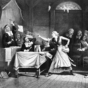 SALEM WITCH TRIAL, 1692. A witch trial at Salem, Massachusetts, in 1692. Lithograph