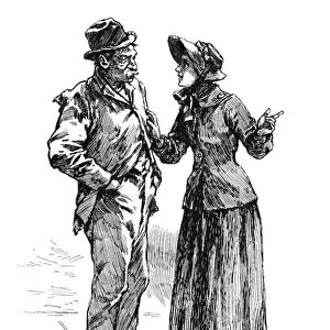 SALVATION ARMY, 1891. A woman of the Salvation Army speaking with a drunkard