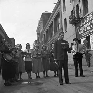 SALVATION ARMY, 1939. Salvation Army street band, San Francisco, California