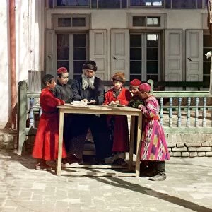 SAMARKAND: JEWISH STUDENTS. A group of Jewish students with their teacher