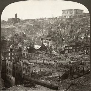 SAN FRANCISCO EARTHQUAKE. The ruins of Nob Hill and the Fairmount Hotel, with Chinatown