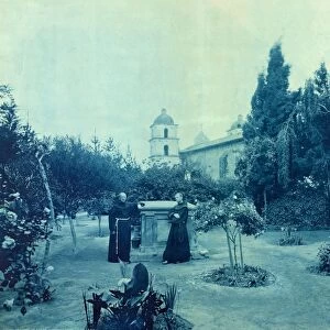 SANTA BARBARA, c1899. Franciscan monks in the cemetery of Mission Santa Barbara in Santa Barbara