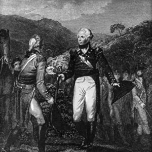 SARATOGA: SURRENDER, 1777. The surrender of British General John Burgoyne (left)