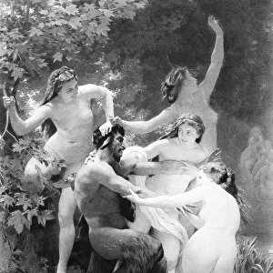 SATYR & NYMPHS. Photogravure after an oil painting, 1873, by William-Adolphe Bouguereau