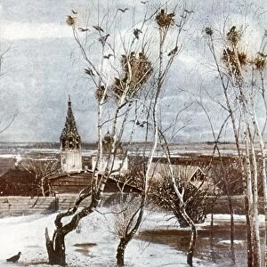 SAVRASOV: RAVENS, 1871. The Ravens have Arrived. Oil by Alexei Savrasov, 1871