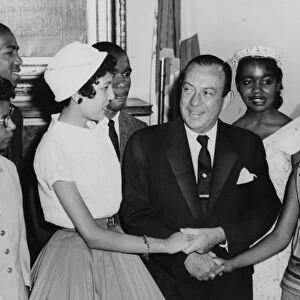 SCHOOL DESEGREGATION, 1958. New York City Mayor Robert Wagner meeting the Little Rock Nine