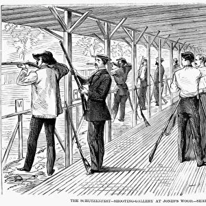 SCHUTZENFEST, 1868. The Schutzenfest - Shooting-gallery at Joness Wood - Sharp-shooters