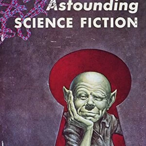 SCIENCE FICTION COVER, 1954. American science fiction magazine cover by Frank Kelly Freas, 1954, illustrating Martians, Go Home! by Frederick Brown