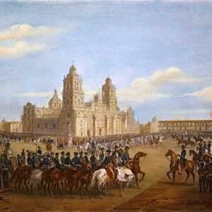SCOTT IN MEXICO CITY, 1847. American General Winfield Scott and his army entering Mexico City