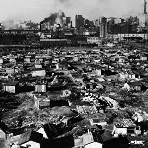SEATTLE: HOOVERVILLE, 1933. Shacks of the unemployed in a Hooverville shantytown on the waterfront in Seattle, Washington. Photographed in March 1933