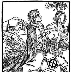 SEBASTIAN BRANT (1457?-1521). German poet. Woodcut, 1498, attributed to Albrecht Durer