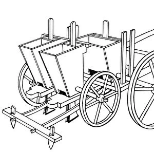 SEED DRILL, c1730. Seed drill invented, c1701, by Jethro Tull (1674-1741)