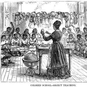 SEGREGATED SCHOOL, 1870. A segregated colored school in New York City. Wood engraving, American, 1870