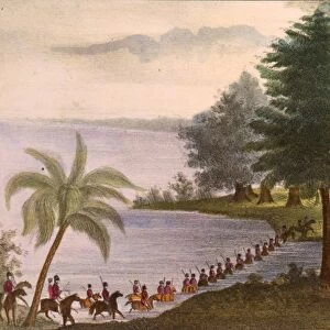 SEMINOLE WARS, 1835. Troops Fording Lake Ocklawaha. American troops crossing Lake Ocklawaha