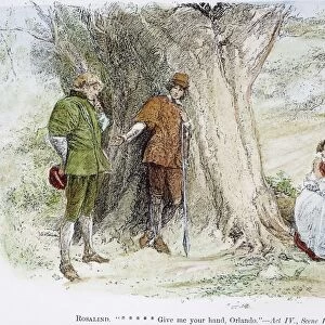 SHAEKSPEARE: AS YOU LIKE IT. Rosalind and Orlando in the Forest of Arden. Line engraving, 19th century, for William Shakespeares As You Like It (Act IV, scene 1)