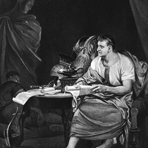 SHAKESPEARE: JULIUS CAESAR. The ghost of Caesar appears before Brutus (Act IV, Scene III). Photogravure for an American edition of William Shakespeares Julius Caesar, 1891