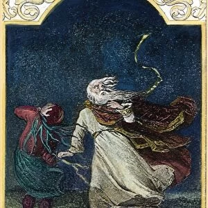 SHAKESPEARE: KING LEAR. Lear and the Fool in Act III, Scene 2 of William Shakespeares King Lear