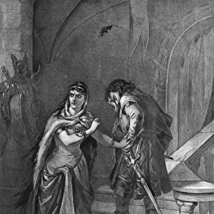 SHAKESPEARE: MACBETH. Lady Macbeth and Macbeth (Act II, Scene II) from William